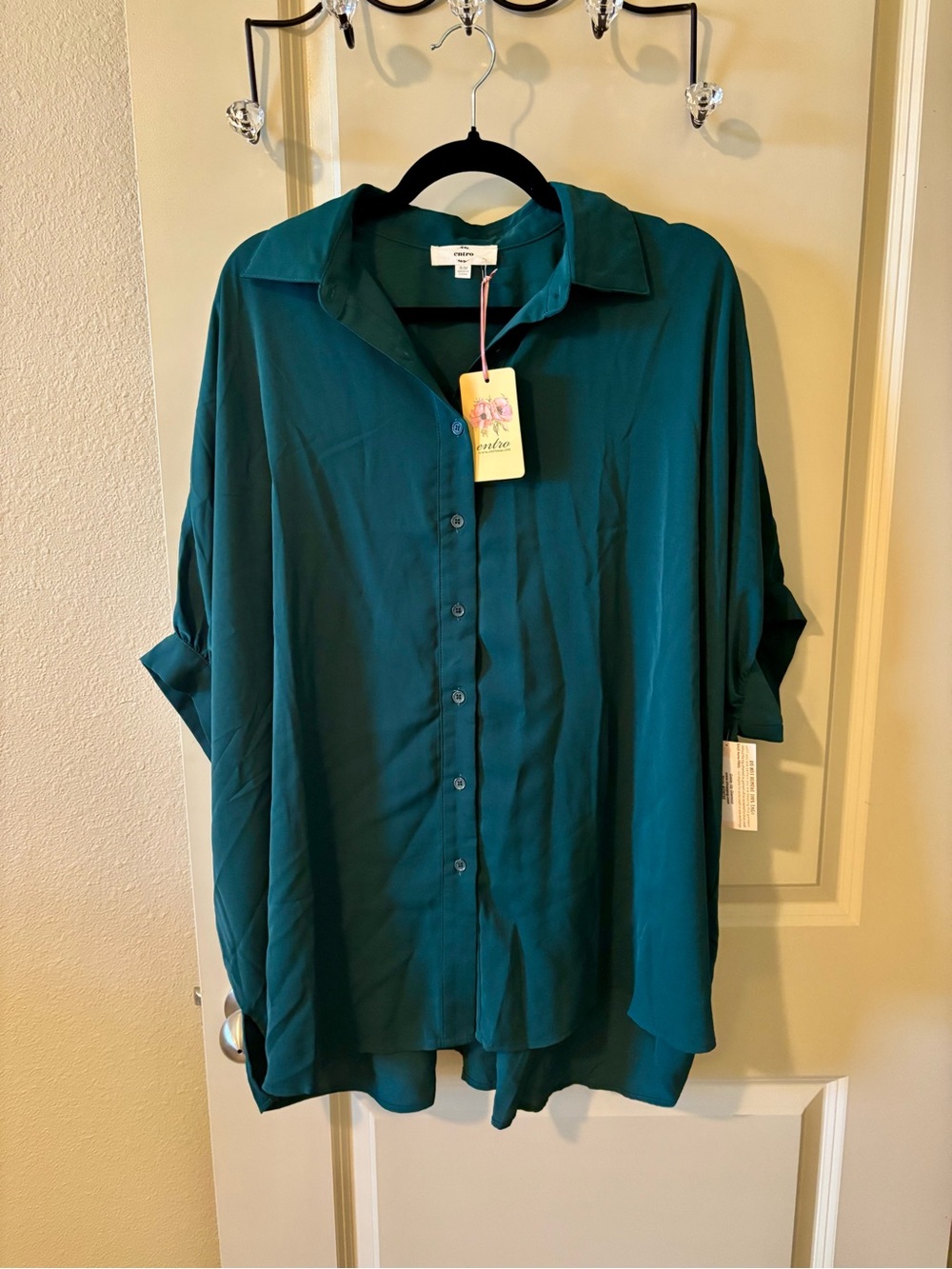 Entro Forest Green Button-Down Tunic - Relaxed Fit - Casual, Christmas